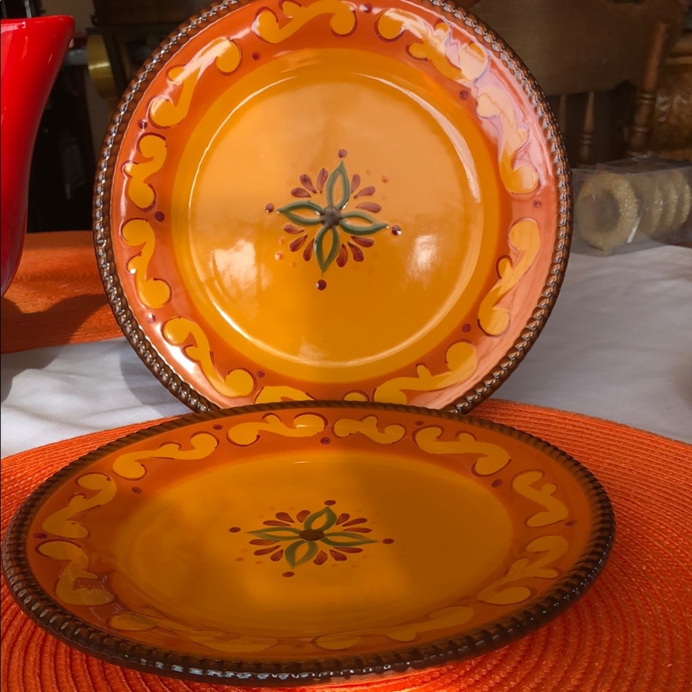 Vibrant Orange Ceramic Dinner Plates